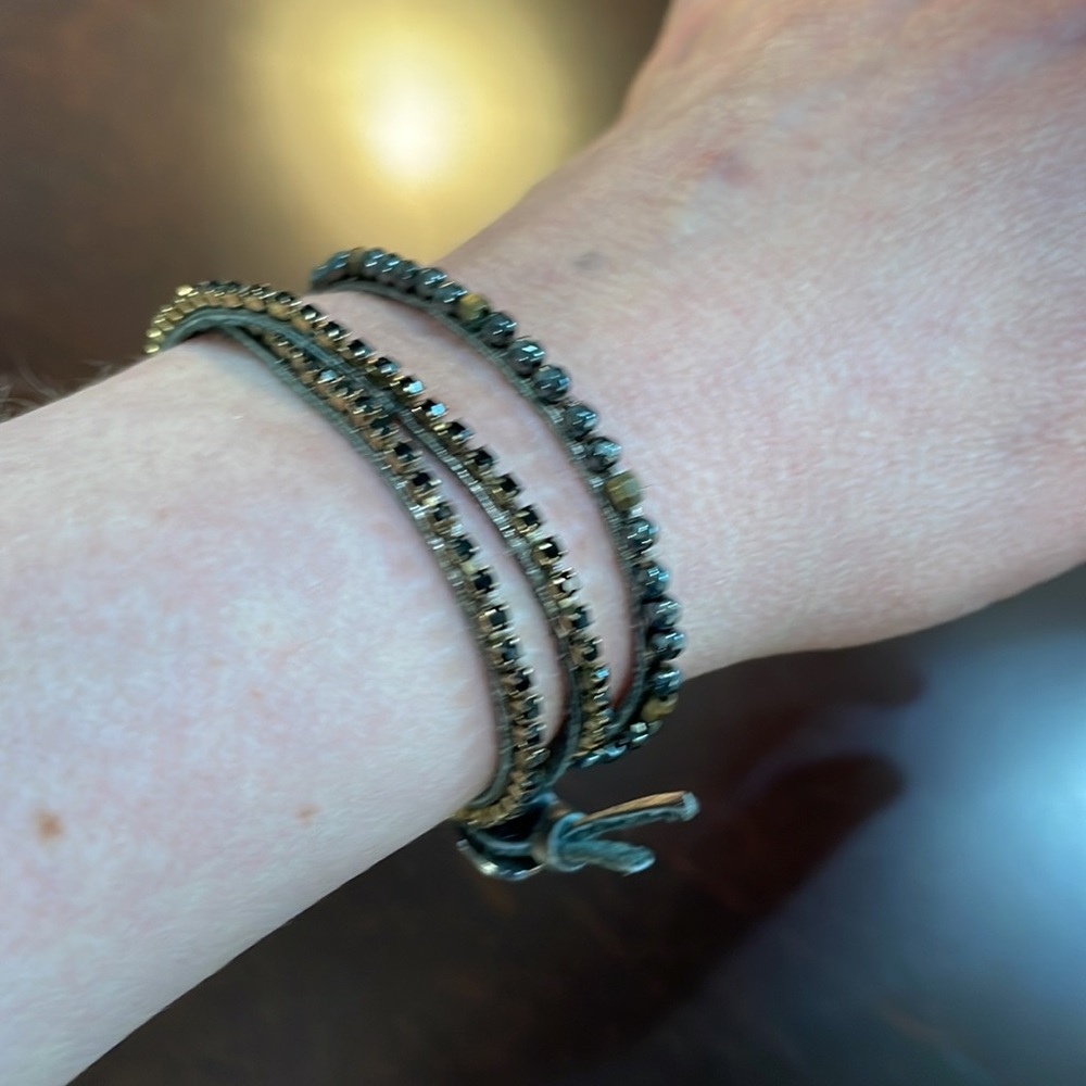 Beautiful beaded leather bracelet